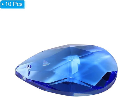 PATIKIL K9 Crystal Pendants Teardrop Beads, 10 Pack 38mm Chandelier Prisms Parts Hanging Beads DIY Lamp for Arts Crafts Decoration, Blue
