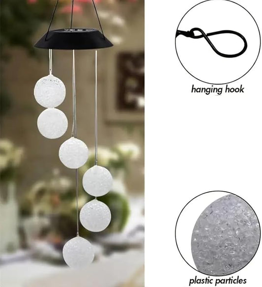 Wind Chime Outside Color Changing Ball Wind Chimes, LED Mobile Solar Lamp for Mom Grandma Waterproof Outdoor Solar Lights for Garden Patio Party Yard.