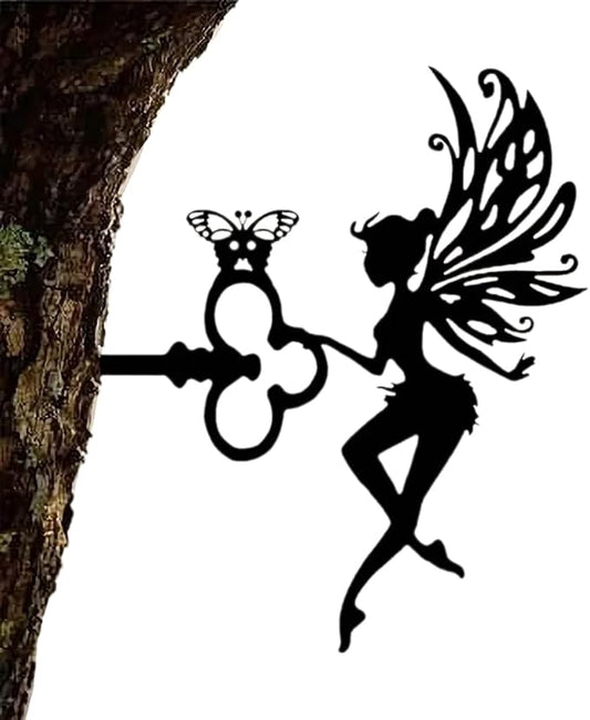 Fairy Silhouette Statue Metal Branch Decoration Angle Metal Stake Outdoor Garden Butterfly Flower Decor Branch Tree Art ﻿New Home Decoration Gift