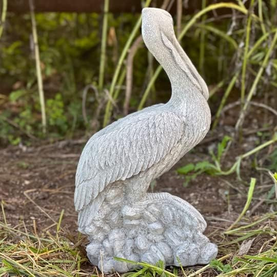 Stone Pelican Statue Concrete Pelican Sculpture Garden Bird Statue Handmade Pelican Decor for Home and Garden Yard Patio Decor