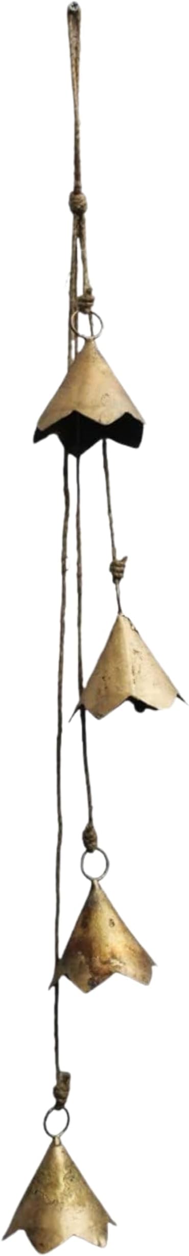 Mango Gifts Rustic Cow Bells Hanging Wind Chime with Jute Rope – Vintage Iron Hanging Bell Windchime for Patio Garden Outdoor Decor, Tranquil Garden Chimes with Boho Style 36 Inch (MGT26)