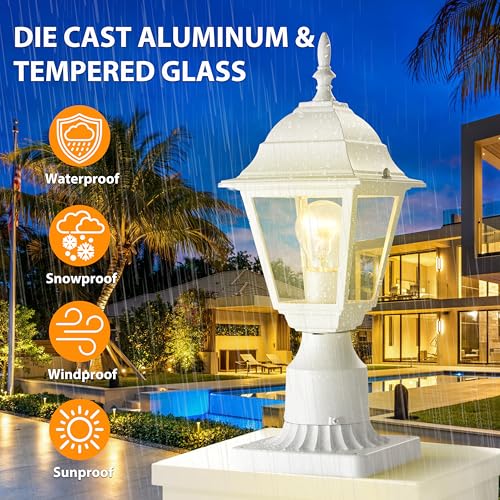 Outdoor Post Light 2-Pack - Waterproof Pillar Lantern