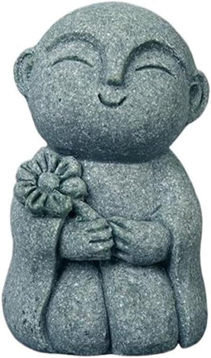 Mini Monk Buddha Statue Sandstone Statues Zen Monk Praying Statue Sculptures for Wealth Good Luck Feng Shui Decor Home Fish Tank Aquarium Garden (Style 5)