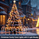2 Set 24 Pack Upgraded Solar Christmas Candy Cane Lights, 18.6 Inch 144LED Outdoor Pathway Stake Lights with 8 Modes, Solar Candy Cane Lights for Decor Lighting Walkway Yard Garden Xmas Decorations