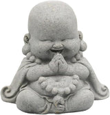Mini Monk Buddha Statue Sandstone Statues Zen Monk Praying Statue Sculptures for Wealth Good Luck Feng Shui Decor Home Fish Tank Aquarium Garden (Style 18)