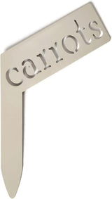 Planter Size Small Metal Garden Plant Vegetable Flower or Herb Markers 13.5 Inches Tall (carrots, Cream)