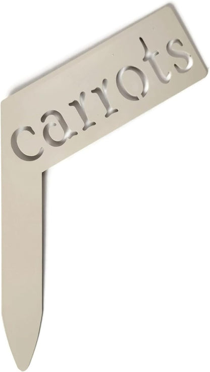 Planter Size Small Metal Garden Plant Vegetable Flower or Herb Markers 13.5 Inches Tall (carrots, Cream)
