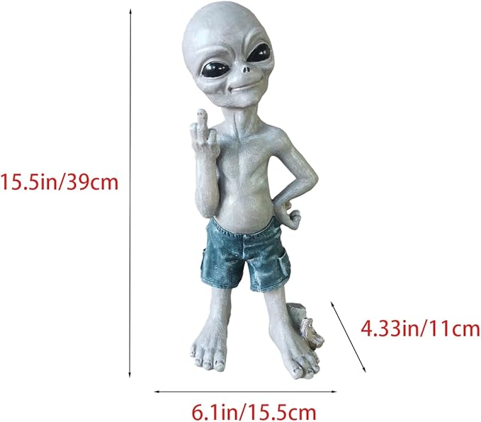 Alien Statues Peace,Out of This World Extra Terrestrial Alien Statue,Courtyard Decoration,UFO Extraterrestrial Figurine Garden Stakes Set