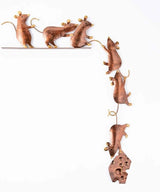 Wind & Weather Metal Mice Door Crawler – Handcrafted Reclaimed Metal Indoor and Outdoor Decor – Dark Copper Finish with Golden Highlights – 4.25" W x 10" H x 0.75" D