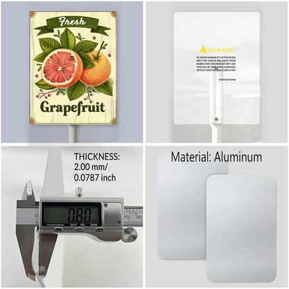 Uptell Vintage Aluminum Grapefruit Fruit Signs Yard Sign with Stake for Garden Fruit Garden Label Stakes Plant Markers for Outdoor Plants Waterproof 7x8.8 inch