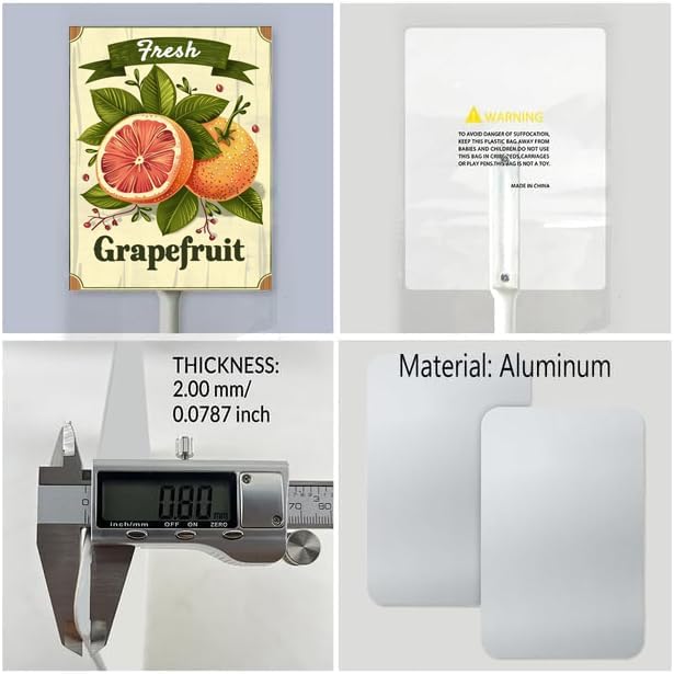 Uptell Vintage Aluminum Grapefruit Fruit Signs Yard Sign with Stake for Garden Fruit Garden Label Stakes Plant Markers for Outdoor Plants Waterproof 8x12 inch