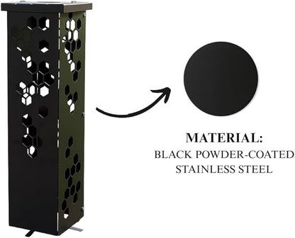 Black Metal Garden Column, Modern Garden Statues, Outdoor Modern Sculpture, Rustic Patio Columns, Vintage Gardens Pillar with Lid, Walkway Decor, Front Door Housewarming Gifts