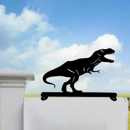 Metal Dinosaur Iron Art Silhouette Mailbox Top Decoration Yard Art Garden Decorations Patio Outdoor Decor Iron Crafts