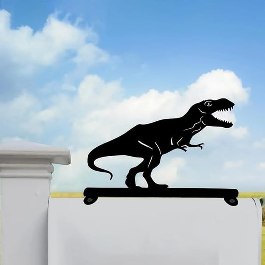 Metal Dinosaur Iron Art Silhouette Mailbox Top Decoration Yard Art Garden Decorations Patio Outdoor Decor Iron Crafts