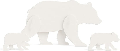 Black Bear Yard Art – All-Weather PVC Bear Family Garden Sculpture, Outdoor Wildlife Silhouette Decor for Lawn, Yard, Patio & Holiday Display (White)