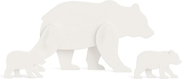 Black Bear Yard Art – All-Weather PVC Bear Family Garden Sculpture, Outdoor Wildlife Silhouette Decor for Lawn, Yard, Patio & Holiday Display (White)