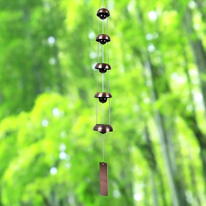 JIANWEI Bell Wind Chimes Temple Wind Bell, Vintage Copper Bell, Feng Shui Wind Chimes with 5 Bells, Memorial Wind Chime for Home Yard Balcony Window Outdoor(Bronze)
