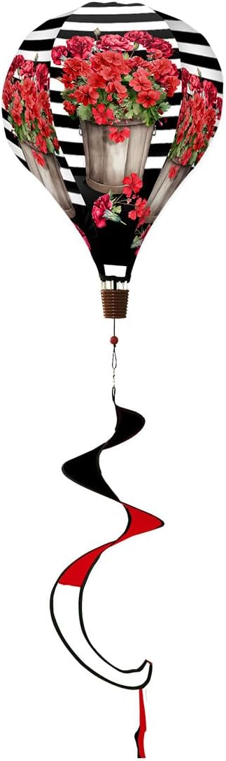 Briarwood Lane Striped Geraniums Hot Air Balloon Spinner