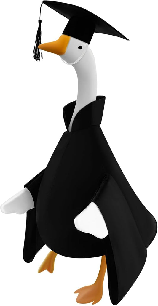 Graduation Goose Outfit for 23'' High Cement Goose Statue, Lawn Porch Clothes Cute Grad Yard Statue Outfit for Patio Outdoor Garden Decoration(Black)