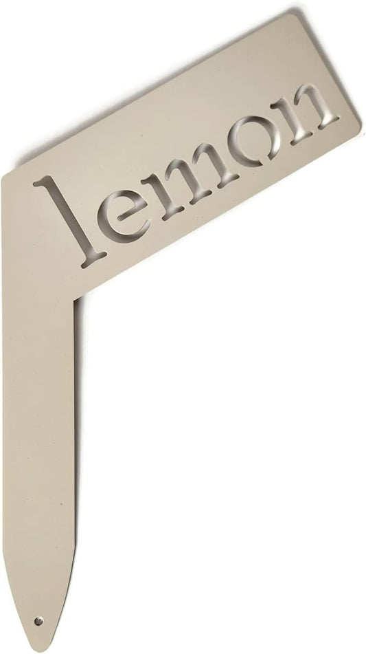 Planter Size Small Metal Garden Plant Vegetable Flower or Herb Markers 13.5 Inches Tall (lemon, Cream)
