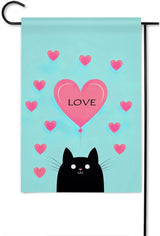 Gkyygk Garden Flag Black Cat Pink Love Heart Double Sided 12x18 Inch Banners Welcome Yard House Outside Outdoor Summer Decoration