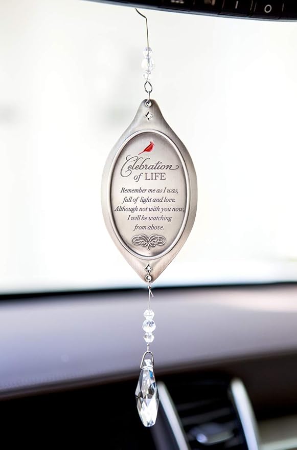 Celebration of Life Sympathy Gift - Cardinal/Bereavement Gift with Crystal Bottom Ornament