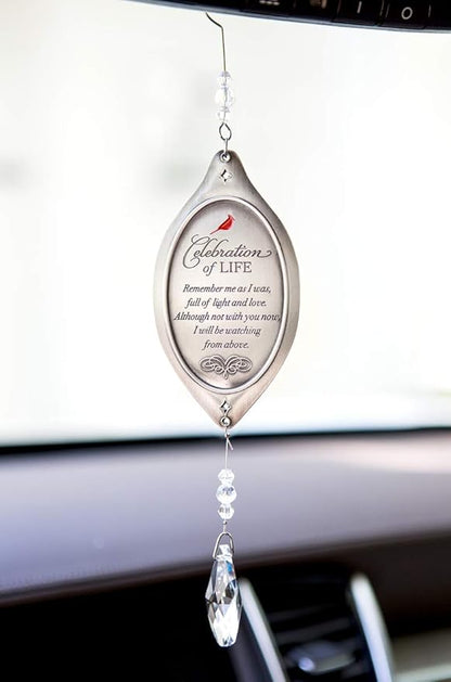 Celebration of Life Sympathy Gift - Cardinal/Bereavement Gift with Crystal Bottom Ornament