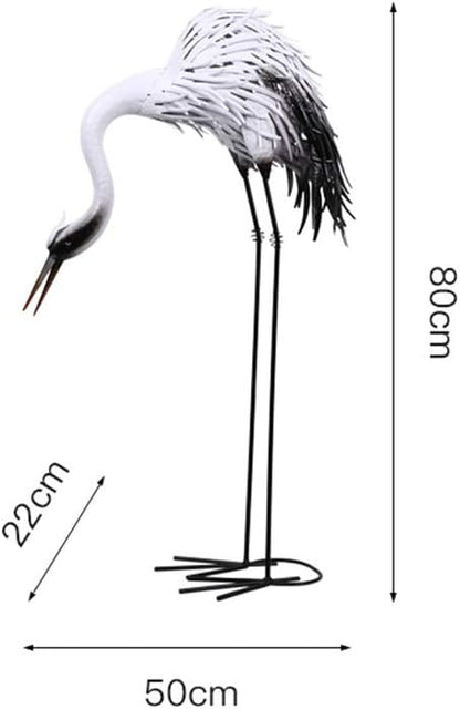 Outdoor Garden Large Statue Animal Sculpture Gift Outdoor Statues Simulation Animal Garden Statue, Garden Iron Floor Ornaments, Creative Outdoor Crane Sculpture, Exquisite Figurines(80cm)