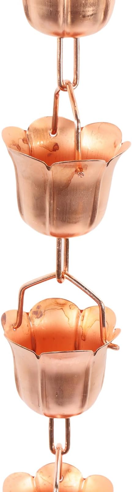 LICAEVEY 1m Hanging Rain Chain, Rain Chain for Gutters with 12 Cups, 8.5 ft Dragonfly Cups Antique Brass, to Replace Roof Gutter Downspout (Morning Glory Shaped)