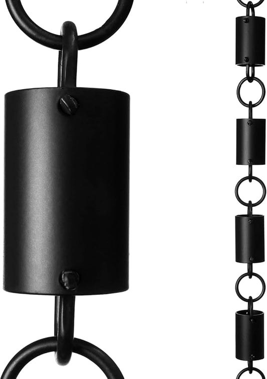 Monarch Rain Chains Aluminum Cylinder Black Rain Chains for Gutters – 8.5 ft Black Decorative Rainchain Outdoor Durable Heavy Duty Gutter Chain Downspout, Modern Rainchains for Outside