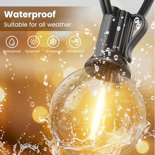 RTTY 25 FT Waterproof Outdoor String Lights - 13 LED Bulbs