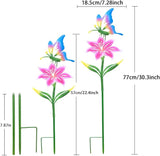 Metal Garden Flowers for Outside, 30.3-22.4" 3-Pack Colorful Butterfly & Flower Decorative Garden Stakes for Spring Garden Decor, Yard Art Decorations for Patio Lawn