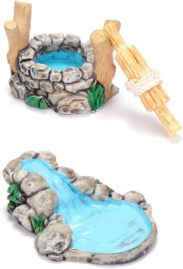 1Pc Blue DIY Mini Water Pool Fairy Garden Lawn Ornament Outdoor Miniature Statues for Mountain Dollhouse Decor Craft Garden Sculptures and Statues
