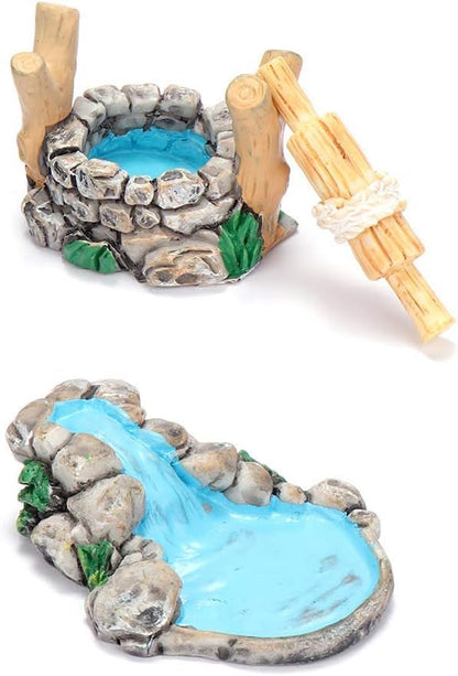1Pc Blue DIY Mini Water Pool Fairy Garden Lawn Ornament Outdoor Miniature Statues for Mountain Dollhouse Decor Craft Garden Sculptures and Statues