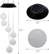 MorTime LED Solar Crystal Ball Wind Chime, 25" Mobile Hanging Wind Chime for Home Garden Decoration, Automatic Light Changing Color