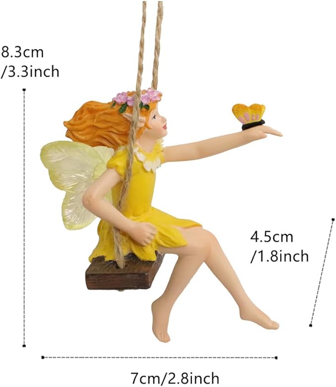 HANABASS Flower Fairy Swing Statue Outdoor Garden Sculpture Creative Hanging Fairy Figurine for Patio and Landscape Resin Crafts Swing Statue for Lawn Yard Patio Windowsill Garden Gifts