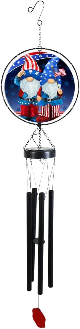 Briarwood Lane Patriotic Gnomes Illuminated Wind Chime