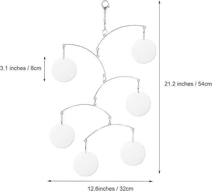 DIY Hanging Mirror Outdoor Mobile, Reflective Garden Decor, Wind-Chime Style Bird Deflector (FL-YKL-6CIRCLE)