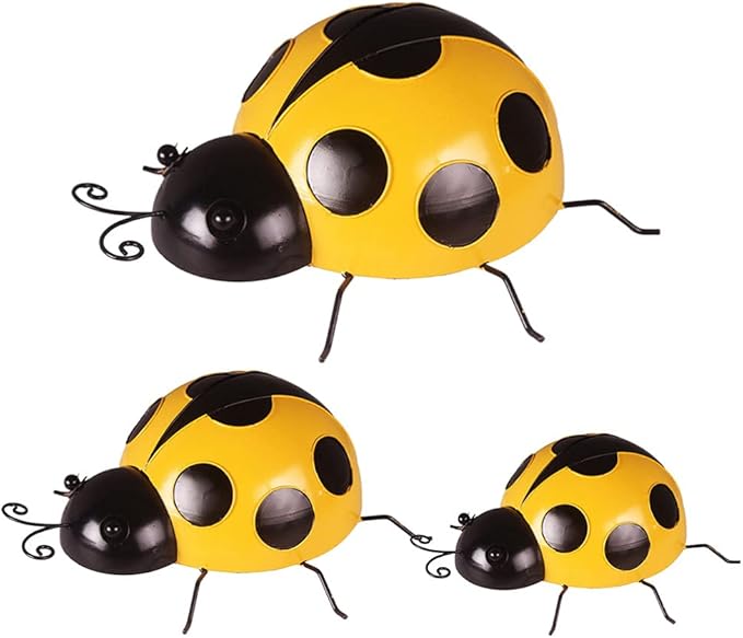 TOYANDONA 3pcs Simulated Ladybug Decorations Outdoor Iron Art Adornments Extra for Garden Lawn and Vibrant Ladybug Ornaments for Backyard and Landscape
