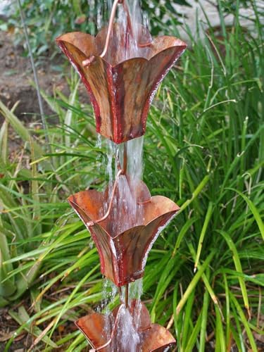 Nutshell Stores Large Square Cups Copper Rain Chain - Copper - 11 Feet