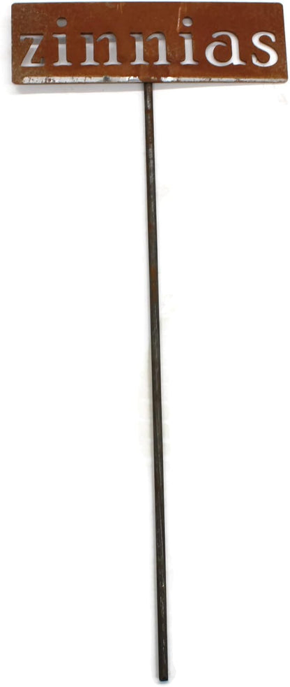 Classic Metal Garden Markers 19 Inches Tall (zinnias, Naturally Rusted)