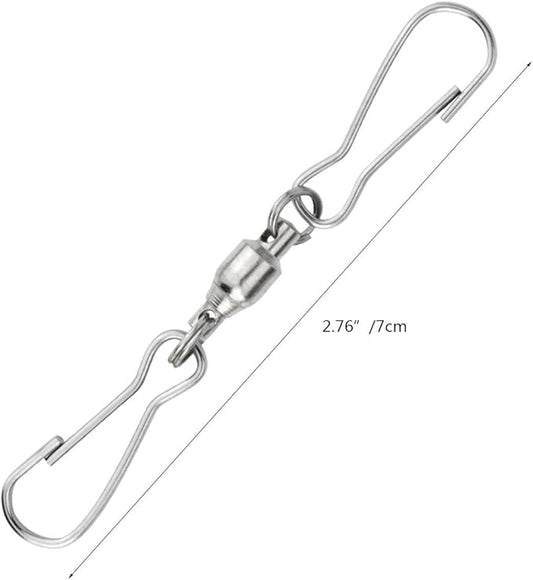 30 Pack Swivel Dual Clips, 2.76" Length Smooth Spinning Dual Clip Spiral Wind Spinner Hangers Twist Hanging Hooks for Windsocks, Plant, Flower, Bird Feeder, Kites, Lights, Flags, Lanterns, Party