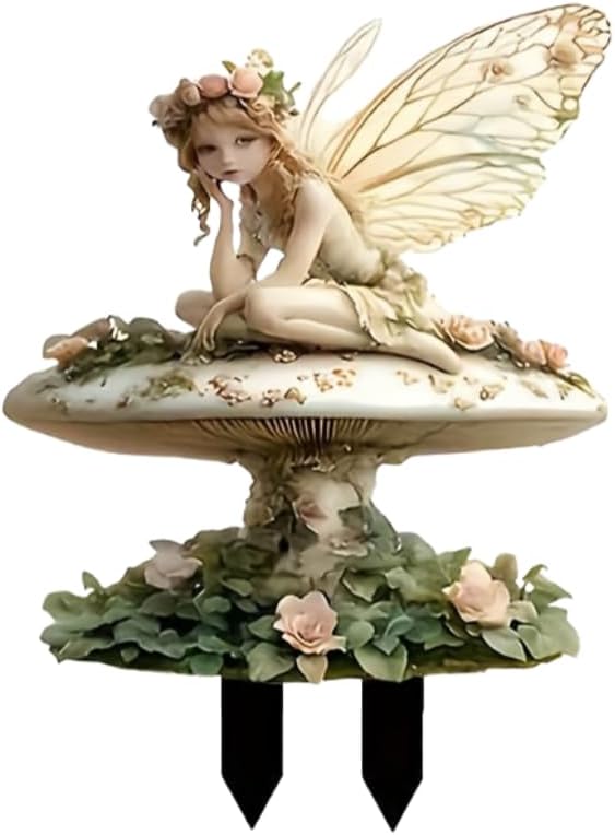 2D Flower Fairy Acrylic Garden Stake Decorative Yard Lawn Planter Outdoor Ornament (#15 Style)