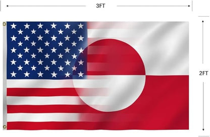 America Greenland Flag 2X3FT, USA Greenlander Friendship Flags,Both Sides Printed, Men Women Banner,Vibrant Colors, Double Stitched with 2 Brass Grommets, Bar Garden Street Decoration, GYM, Office Decor,Indoor Outdoor Use,Gifts. (Z-US-GL, 2x3ft)