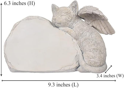 Personalized Pet Cat Memorial Stone with A Sleeping Cat Angel Statue, Cat Grave Markers Headstone Tombstone for Outdoor Garden, One Size, Full Color
