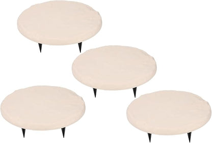 Bewinner 15.5” Circular Decorative Stepping Stones with Ground Stakes, Resin Material Stones for Outdoor Pathway Pavers Walkway Lawn Yard, (Creamy White)