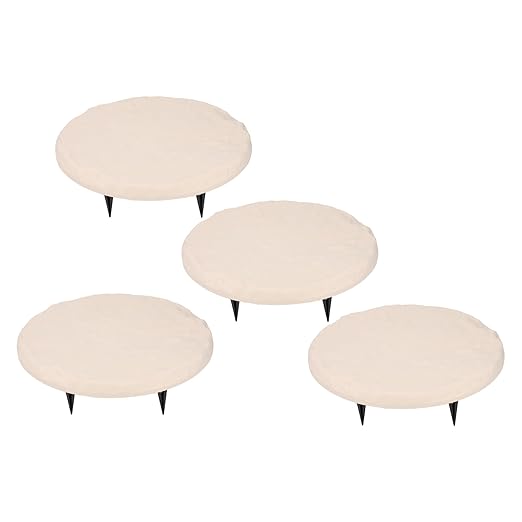 Outdoor Stepping Stones Garden Pathway Stones Landscape Stones 15.71in Round Polypropylene Resin with 6 Ground Stakes for Lawn Decor Walkway (Beige)