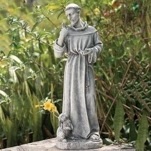Joseph's Studio by Roman, 24" H St. Francis with Bunny and Bird Garden Statue, Patron Saint, Religious Outdoor Decor