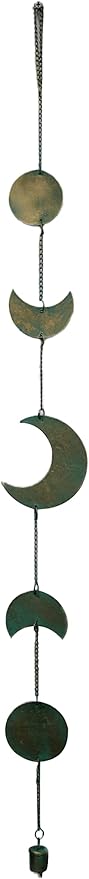 Mango Gifts Handcrafted Recycled Iron Metal Moon Phase Cycle, Wall Hanging Art for Moon Lovers Boho Theme Home Decor Ornaments, Antique Green Gold Finish 95 cm Height