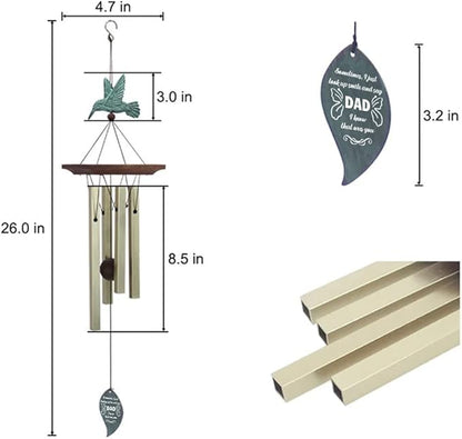 ASTARIN Wind Chimes Personalized Hummingbird Butterfly Dragonfly, Small Memorial Wind Chimes Outdoor, Wind Chimes with 4 Square Tubes for Patio Home Yard Housewarming Hanging Decor,Bird Collection